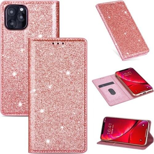 Glitter Leather For iPhone Case 5 5S SE 6 6S 7 8 Plus Magnetic Flip Cover For iPhone Wallet Case X XR XS 11 Pro Max Phone Coque