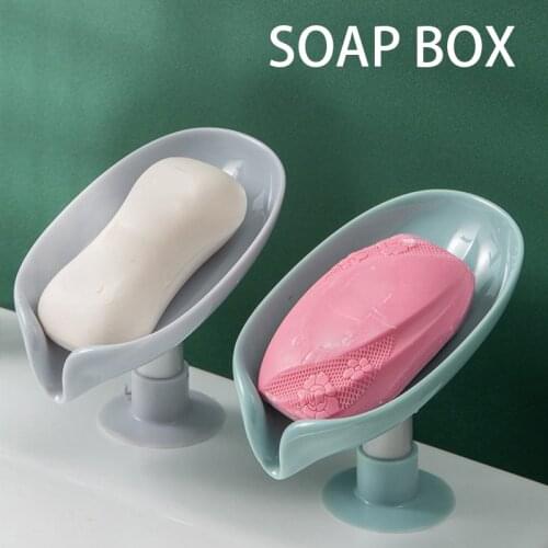 Bars Soap Holder Leaf Shape Self Draining Soap Holder with Suction Cup Creative Soap Box Perforation-Free Bathroom Use SDF-SHIP