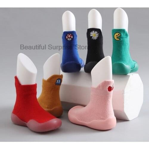 Baby Boys Girls Sock Shoes Autumn Non-slip Floor Socks Kids Soft Rubber Sole Toddler Shoes Socks Baby Cute Solid Color Shoes