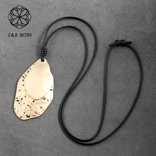 Silver Color Pendant Necklace Choker Necklace Women Accessories Fashion Decoration suspension Alloy jewelry Long Rope Chain 2020