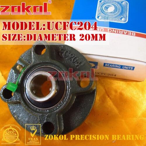 ZOKOL bearing Flange Cartridge Bearing Units UCFC204 TY90504Y Pillow Block Ball Bearing diameter 20mm