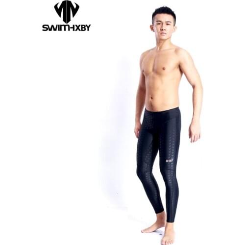 HXBY Racing Swimwear Men Swimsuit Briefs Competitive Swimming Trunks For Boys Bathing long swim pants mens long swimming trunks