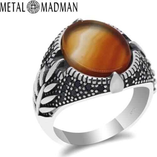 Natural Agate 925 Sterling Silver Ring Fro Men Oval Flat Stone Women Vintage Onyx Antique Finger Ring with Black CZ Fine Jewelry