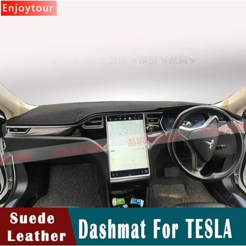 Suede Leather Dashmat Dashboard Covers Pad Dash Mat Carpet Car Accessories Styling for For TESLA MODEL X MODEL 3 MODEL S Y RHD