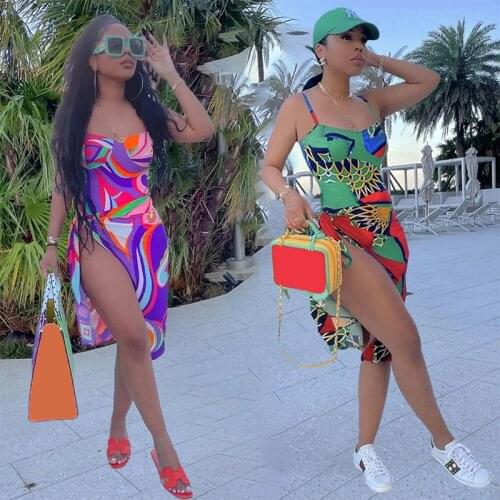 ZKYZWX Print Two Piece Swimsuit Off Shoulder Bodycon Bodysuit for Women Cover Up Beachwear Bathing Suit Sexy Club Matching Sets