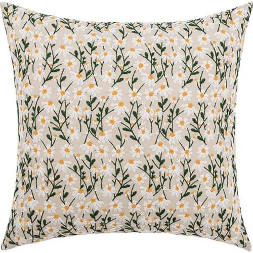 Square Pillowcase Soft Decorative Beautiful Embroidered Pillowslip Leaf Flower Styles Cushion Cover for Home