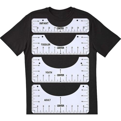 4pcs/set T-Shirt Alignment Ruler Guide Fabric DIY Chart Sewing Ruler Tool Multifunctional Tailor Accessories Measuring Ruler