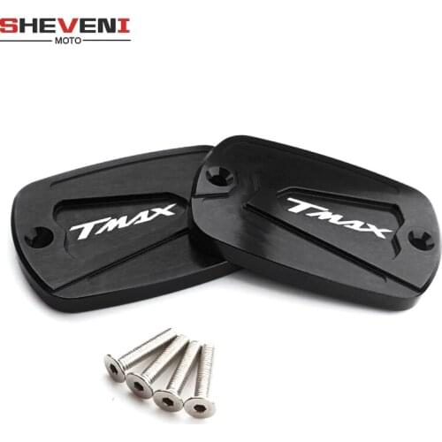 LOGO TMAX CNC Motorcycle Brake Fluid Fuel Reservoir Tank Cap Cover Silver For YAMAHA T-Max 500 TMax 530 2012-2018 2019 2020