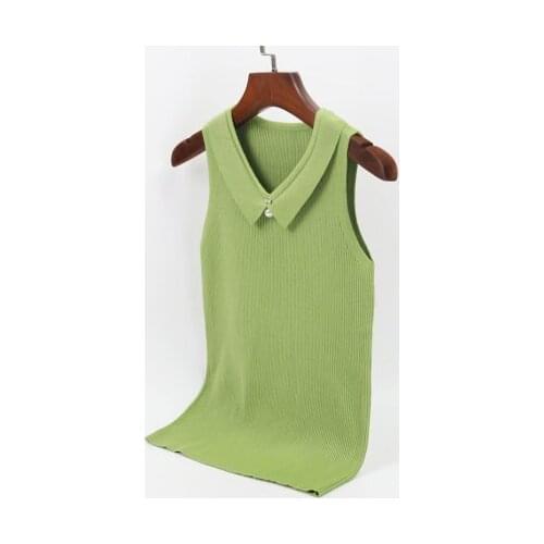 2021 New Elegant knitted tank top women short sleeveless basic slim tops black white Solid color comfortable