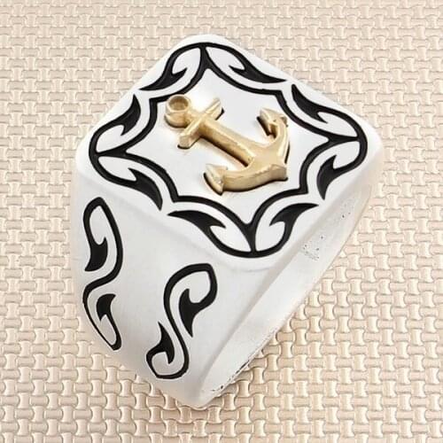 Anchor Model Sterling Silver Ring Patterned Silver Sailor Ring For Men Made in Turkey