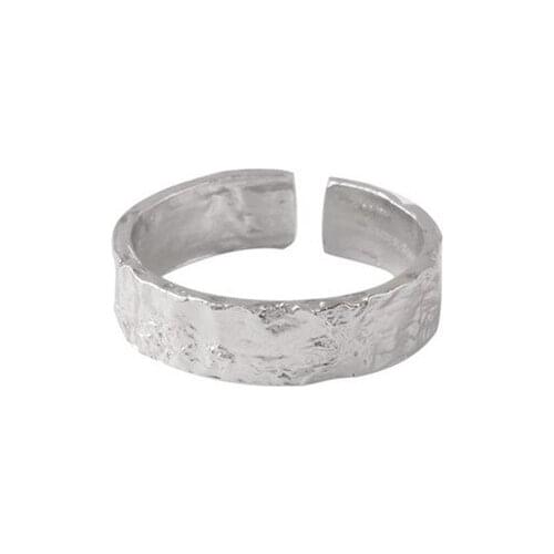 Real 925 Sterling Silver Fashion Geometric Tree Texture Adjustable Ring Fine Jewelry For Women Party Gift