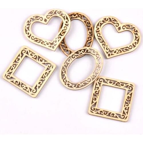 2019 new Diy Lace photo frame HandMade Wooden Scrapbooking Craft Home decoration handicrafts 10pcs 63x50mm MT1983