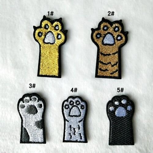 Fine Cat Claws Iron on Embroidery Patches Ironing Applications for Clothing Stickers Bags Hats Sewing Applique DIY Cute Parches