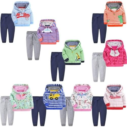 Spring & Autumn Baby Girls 2pcs/sets Toddler Casual Cartoon Hooded Outfits Boys Sports Cotton Clothes