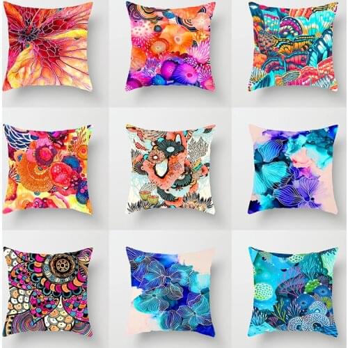 Linen Flowers Polyester Cushion Cover 45*45cm Nordic Style Home Decoration Throw Pillow Home Sofa Bed Car Pillow Case cojines