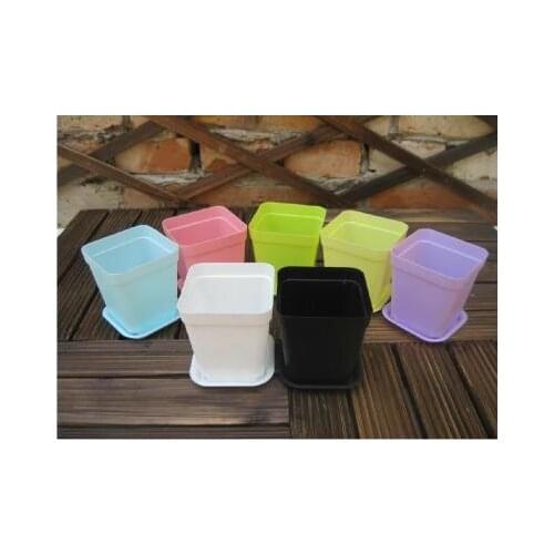 FeiC (7pcs/lot 7 colors mixed)Colorful plastic nursery pots small square meaty flowers potted