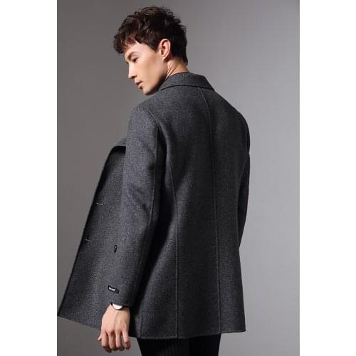 Handmade Double-side Woolen Autumn Winter Jacket Men 100% Wool Coats Windbreaker Long Coat Plus Size Abrigo Hombre MY1836