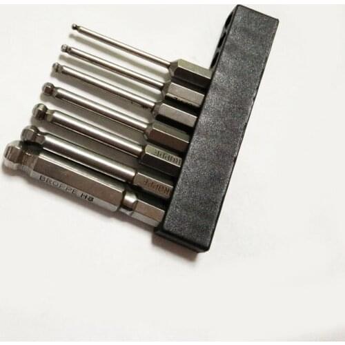 7 Pcs/set 1/4" 65mm H2-H8 Ball Head Hex Screwdriver Bit S2 Magnetic Electric Drill Hexagonal Screwdriver Head Power Driver Tools