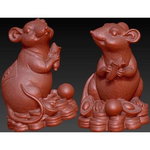 Cute Little Mouse 3D model for cnc or 3D printers in STL file format Lucky Mouse Holding Corn STL model creative gifts 3d model