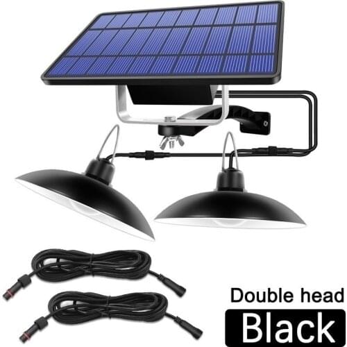 Solar Pendant Light IP65 Waterproof Double Head Solar Lamp Outdoor LED Courtyard Lights Warm White/White Indoor Home Lighting