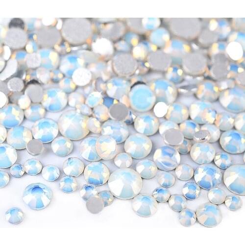 1 Pack Crystal Opal White Nail Art Rhinestones Mixed SS3-SS16 3d Charm Glass Flatback Non Hotfix DIY Nail Jewelry Decorations