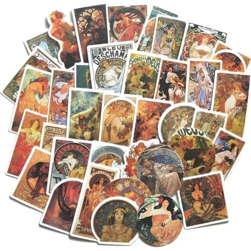 TD ZW 38Pcs 2-3CM Hand Account Famous Artist Oil Painting Stickers For Suitcase Skateboard Laptop Luggage Fridge Phone Sticker