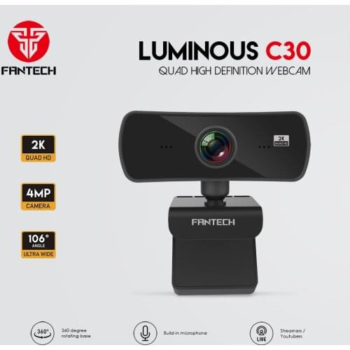 FANTECH C30 Webcam Full HD 2K 2560x1440P Web Camera Wide Angle 106° USB Web Camera For Computer Laptop Conference Live