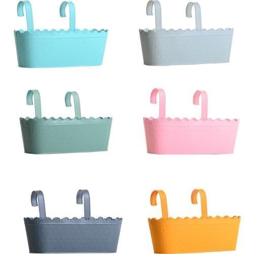 Boxes Balcony Garden Home Decoration Bucket Flower Pots 12 PCS Durable Planter Stand Iron 17cm Height Metal Railing Fence