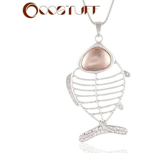 Womens Long Chain Necklace Trenndy Jewelry Accessory Silver Color Fish Necklaces & Pendants Wholesale Jewelry For Gifts Hotsale