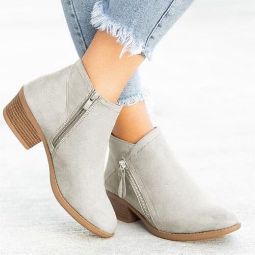 Sexy Ankle Boots Autumn Square Heels Platform Boots Ladies Pointed Toe Pumps Women Boots 2021 Winter Zip Shoes 2021 Dropshipping
