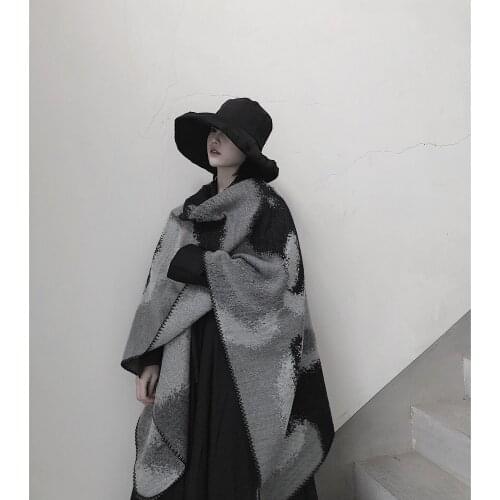 Winter For Pashmina Women 2021 New Fashion Reminiscence Warm Scarves Female Vintage Tie dye Scarf Shawl Sided Poncho