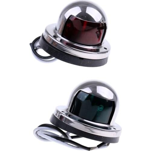 1 Pair 12V Bow Stainless Steel Housing, Red Green LED Bow Navigation Side Lights