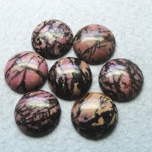 10PCS Nature China Rhodonite Stone Cabochons Round Shape 16MM 25MM For Chams Women Bracelets Making DIY Beads No HOLE CABS