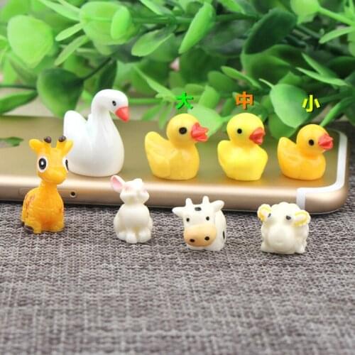 10pcs Mix DIY resin duck cow lamb farm animal charms cartoon jewelry pendant accessories micro landscape moss creative ornaments
