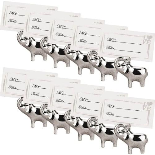 10PCS Wedding Table Card Holder Elephant Shape Wedding Table Name Holder Resin Cute Elephant Place Card Holder With Card