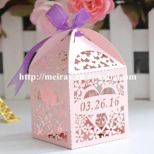 120pcs High Quality Laser Cut Wedding Party Bridal Shower Event Favor Boxes,kiss couple wedding box