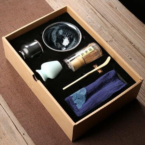 4pcs/set traditional matcha giftset bamboo matcha whisk scoop ceremic Matcha Bowl Whisk Holder japanese tea sets