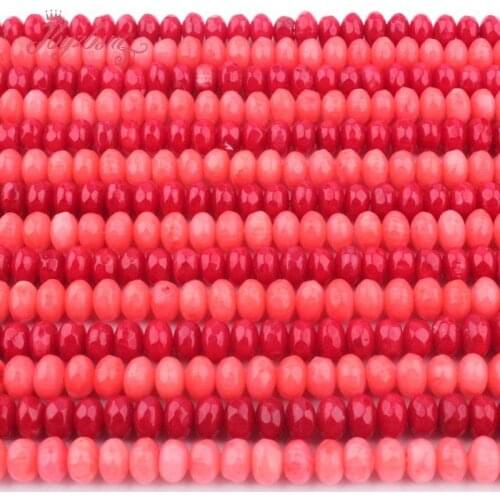 4x6mm Faceted Rondelle Coral Beads Natural Stone Beads For DIY Necklace Bracelets Eaaring Jewelry Making Loose 15" Free Shipping