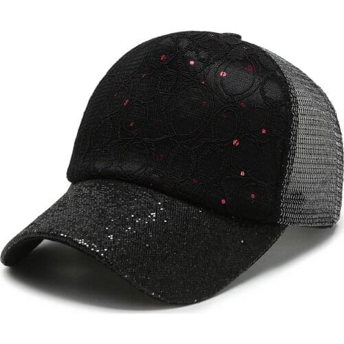 Glitter Sequin Baseball Cap Hat Bling Baseball Cap Womens Cute Lace Baseball Cap Trendy Fashion Snapback Hip Hop Hat