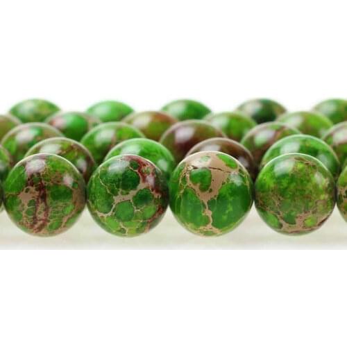 4/6/8/10/12MM Natural Stone Green Sea Sediment Turquoises Imperial Jaspers Beads Fit Diy Fashion Bracelet Jewelry Making