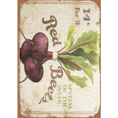 Flower Shop Beetroot Special Week Kitchen Old Fashion Metal Tin Sign Vintage Look Metal Plate Poster Plaque for Cafe Bar Garage