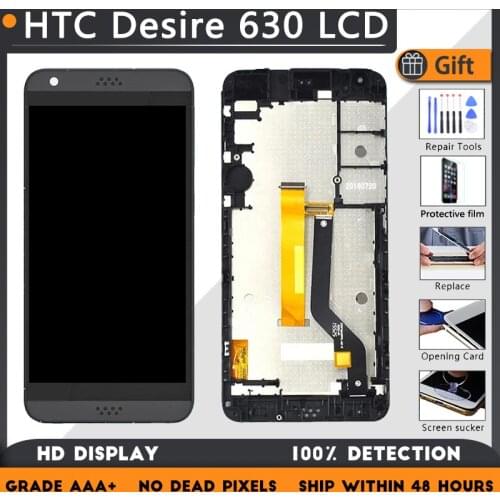 For HTC Desire 630 LCD screen assembly with front case touch glass,5.0 inches LCD Display original Black White
