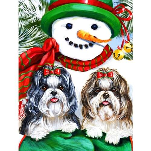 Evershine 5D DIY Diamond Painting Snowman Rhinestone Art Diamond Embroidery Winter Cross Stitch Dog Home Decor Gift