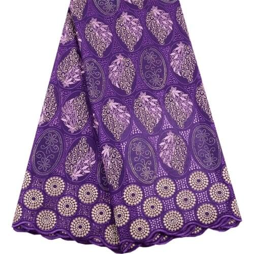 Purple French African Lace Fabric Guipure Stones Cotton Cord Lace Fabric Nigerian Tissu Mesh India Lace for Wedding Dress 1486