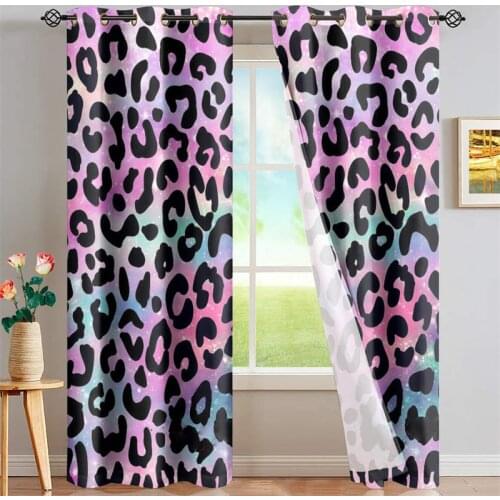 Purple Leopard Style Home Curtains Livingroom Kitchen Blackout Curtain Window and Home Decoration 213CMX132CM Cortina Wholesale