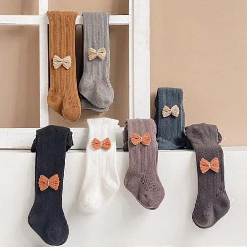 Cotton Girls Tights Princess Shell Bowknet Baby Girls One-Piece Pantyhose Baby Spring and Autumn New Style Trousers Stocking
