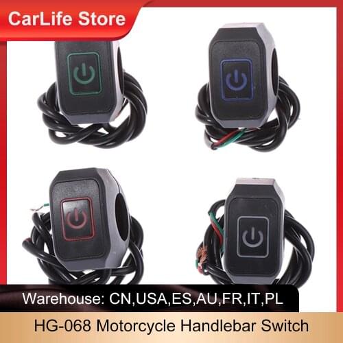 HG-068 Motorcycle Handlebar Switch Momentry Buttton For Electric Star Kill Waterproof Control Switch Button with LED light