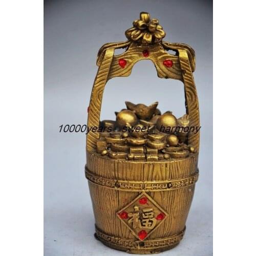 COLLECTION DECORATION CHINESE BRASS FIRST POT OF GOLD STATUE metal handicraft Family decoration crafts toys