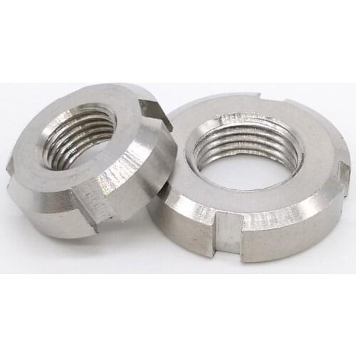 1-3PCS M10-M30 GB812 304 Stainless Steel Round Nut Retaining Ring Slotted with Four Slots