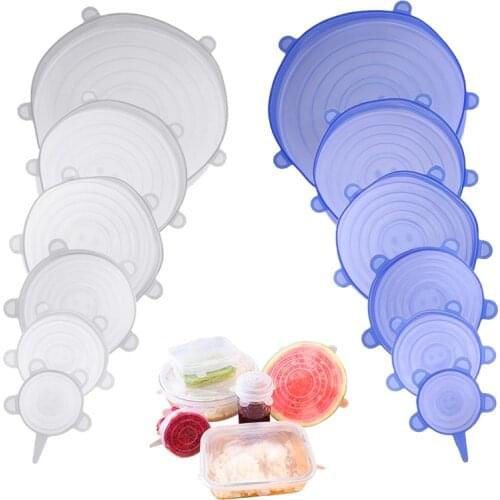 6/12pcs Silicone Stretch Lids Universal Lid Silicone Bowl Pot Lid Silicone Cover Pan Cooking Food Fresh Cover Microwave Cover